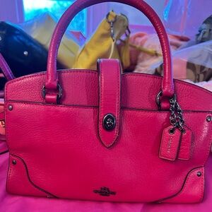 Coach Mercer 24 fuchsia Leather Satchel! Very good condition!
